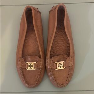 Tory Burch Tan Leather Flats with Gold Hardware